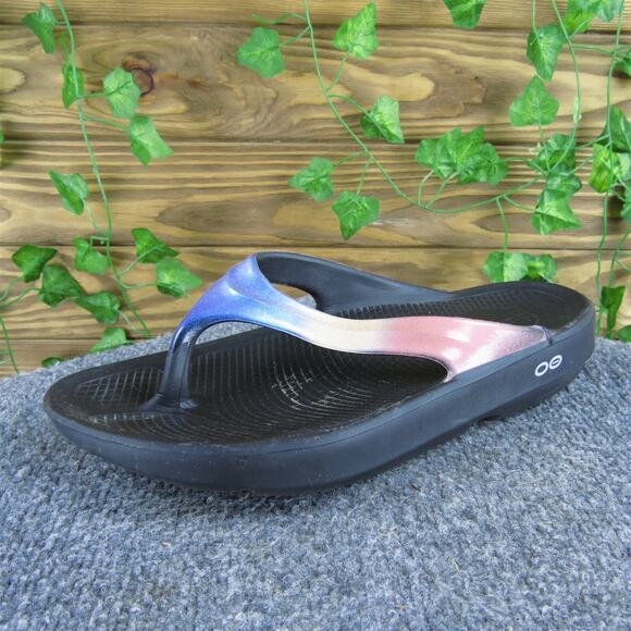 OOFOS Women's Sandals - Black and Multicolor - Picture 1 of 6